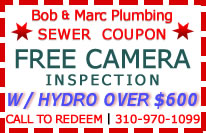 Backed-Up Drain Free Camera for Clogged Drain Mainline Residencial-Stoppage and Stopped Up Drain Sewer-Drain Service Carson, CA